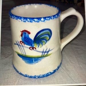 Blue Stipple with Rooster mug